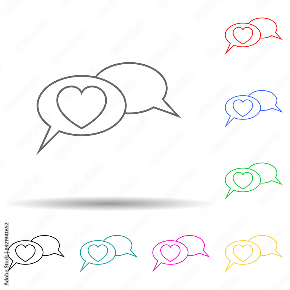 Poster love communication multi color style icon. simple thin line, outline vector of valentine icons for u