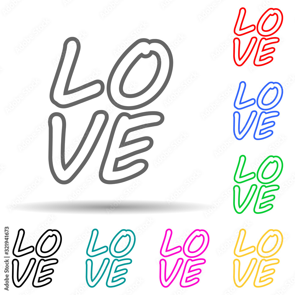 Poster text love multi color style icon. simple thin line, outline vector of valentine icons for ui and ux,