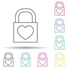 castle with a heart multi color style icon. Simple thin line, outline vector of valentine icons for ui and ux, website or mobile application