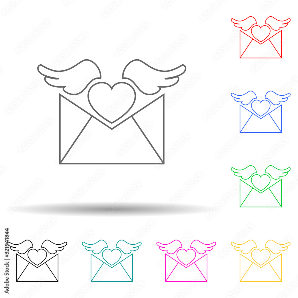 Aufkleber envelope with love letter multi color style icon. simple thin line, outline vector of valentine icon