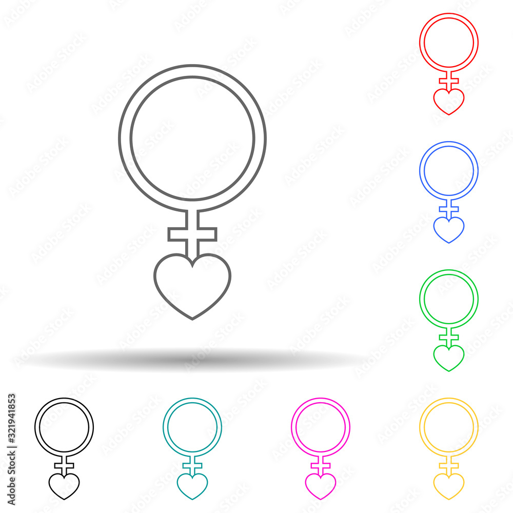 Poster bracelet with heart multi color style icon. simple thin line, outline vector of valentine icons for 