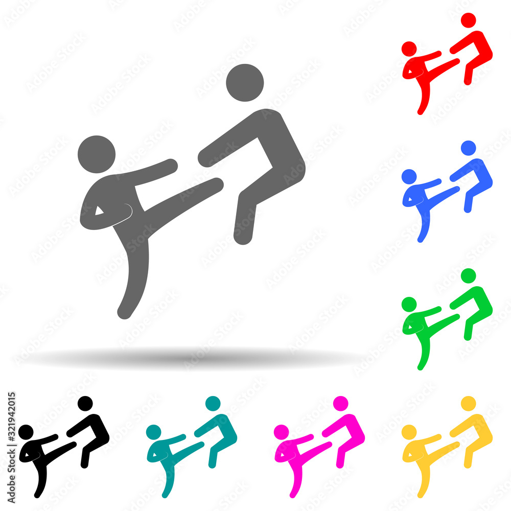 Aufkleber kick multi color style icon. simple glyph, flat vector of fight icons for ui and ux, website or mobi