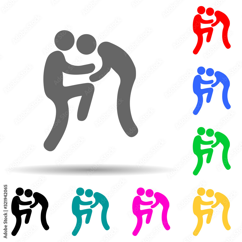 Poster knee-jerk multi color style icon. simple glyph, flat vector of fight icons for ui and ux, website or