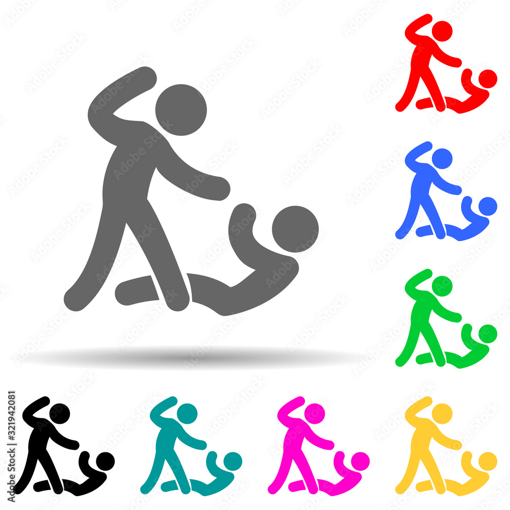 Poster bashing multi color style icon. simple glyph, flat vector of fight icons for ui and ux, website or m