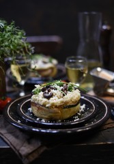 Obraz na płótnie Canvas risotto with mushrooms, fresh herbs and parmesan cheese.