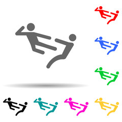 kick in flight multi color style icon. Simple glyph, flat vector of fight icons for ui and ux, website or mobile application