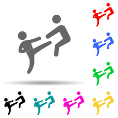 kick multi color style icon. Simple glyph, flat vector of fight icons for ui and ux, website or mobile application