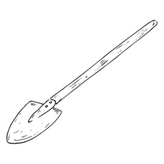 Shovel icon. Vector illustration of garden shovel. Hand drawn shovel for the garden.