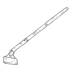 Hoe icon. Vector illustration of a garden hoe. Hand drawn garden hoe.