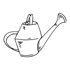 Watering can for watering icon. Vector illustration of a garden watering can. Hand drawn watering can for the garden.