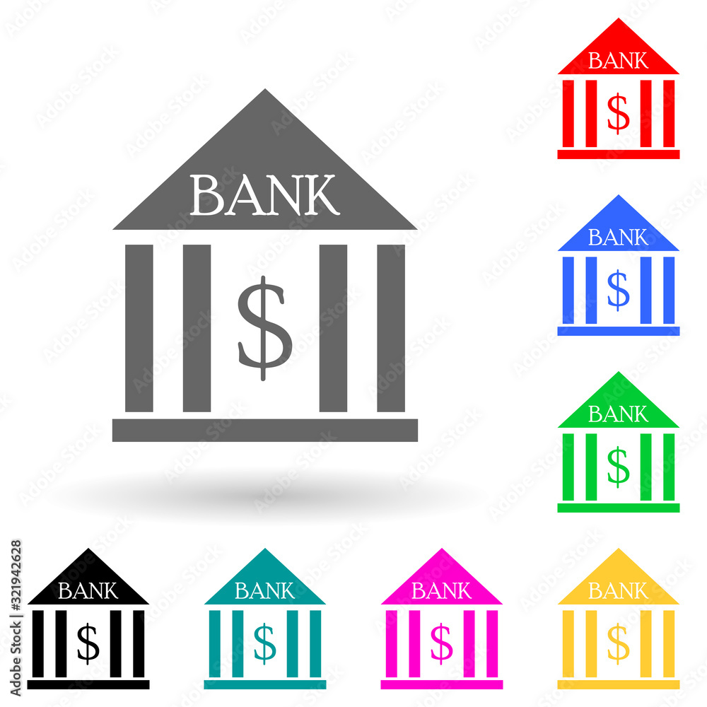 Poster bank multi color style icon. simple glyph, flat vector of finance icons for ui and ux, website or mo