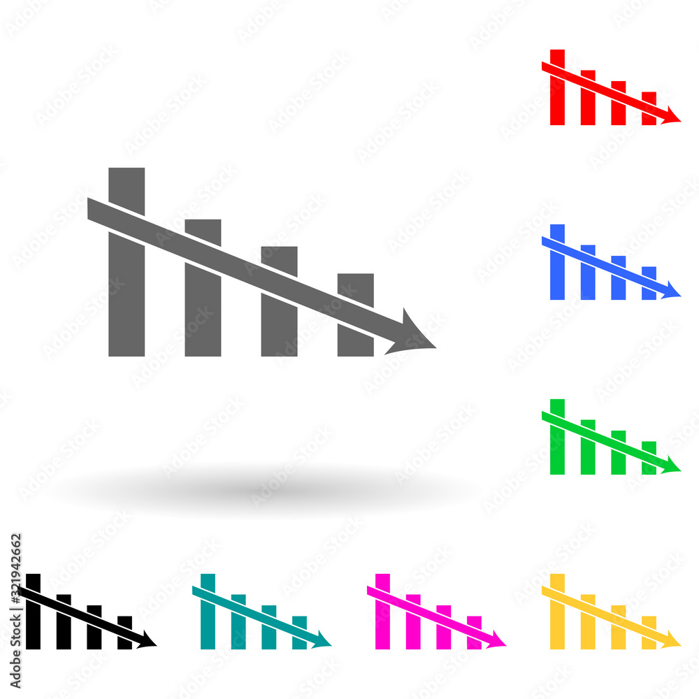 Poster descending chart multi color style icon. simple glyph, flat vector of finance icons for ui and ux, w