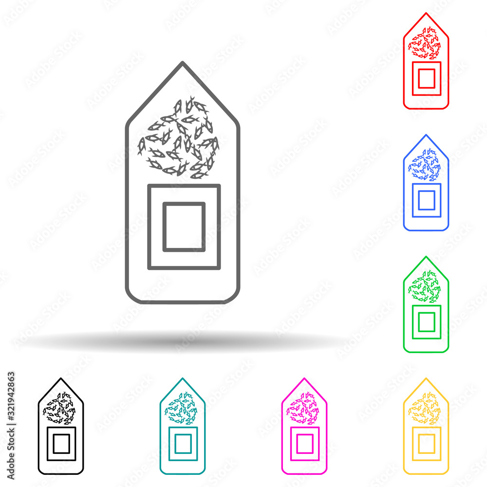 Poster fish in the boat multi color style icon. simple thin line, outline vector of fish production icons f
