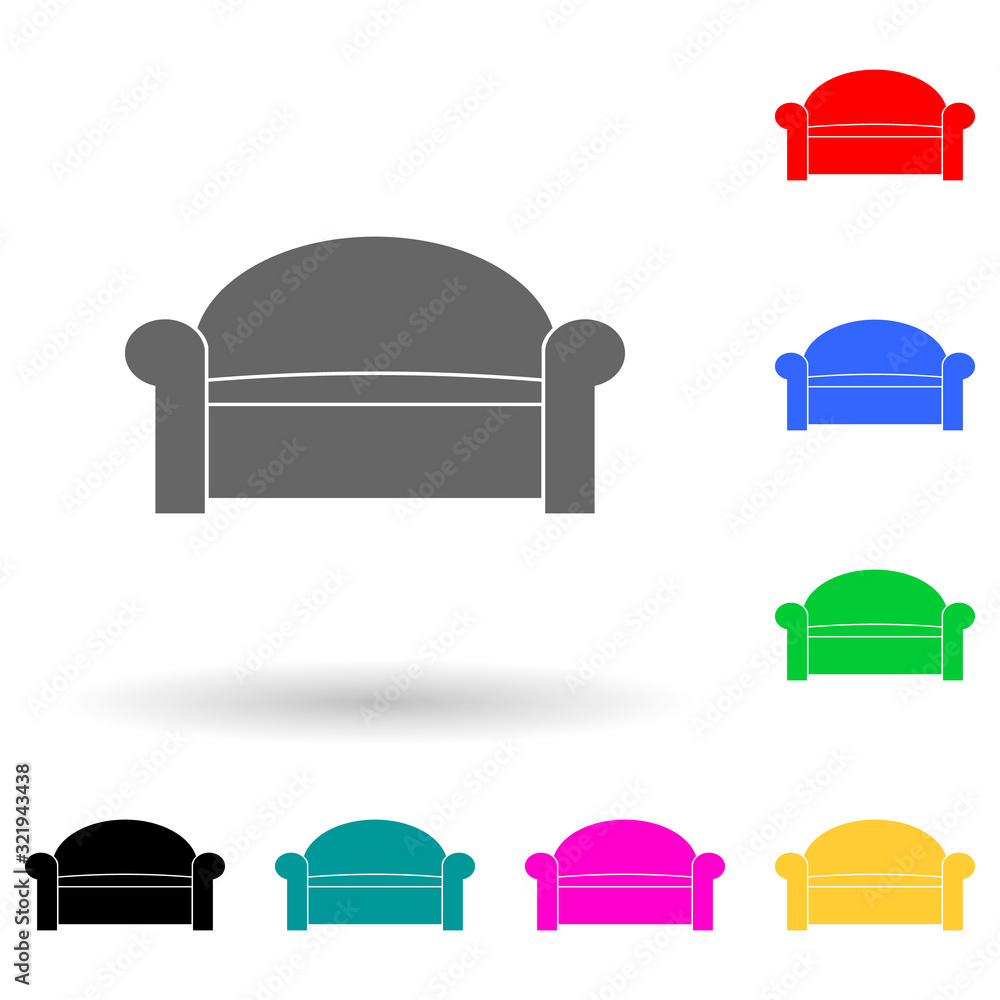 Poster sofa multi color style icon. simple glyph, flat vector of furniture icons for ui and ux, website or 