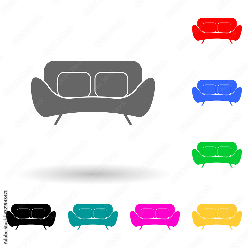 Poster sofa multi color style icon. simple glyph, flat vector of furniture icons for ui and ux, website or 