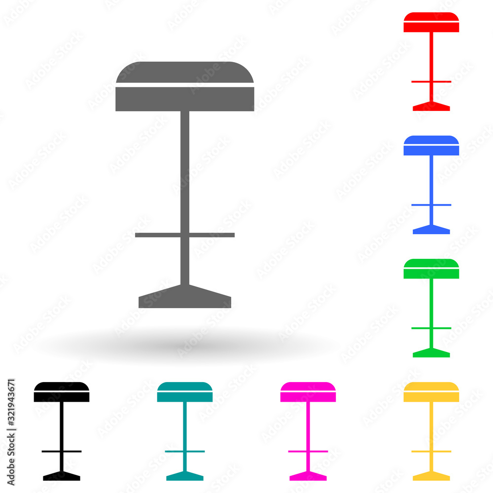 Poster bar stool multi color style icon. simple glyph, flat vector of furniture icons for ui and ux, websit