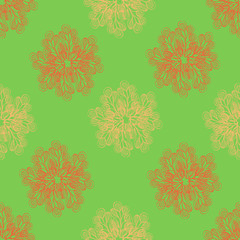  Vector illustration. Abstract bright seamless floral pattern. Design for wrapping paper, wallpaper, covers, backgrounds.