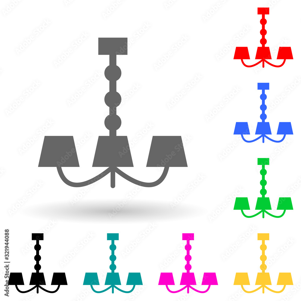 Poster chandelier multi color style icon. simple glyph, flat vector of furniture icons for ui and ux, websi
