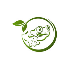 Frog Logo Design Vector Symbol Toad