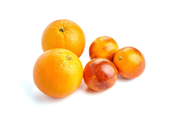 Blood orange citrus fruits isolated on white background