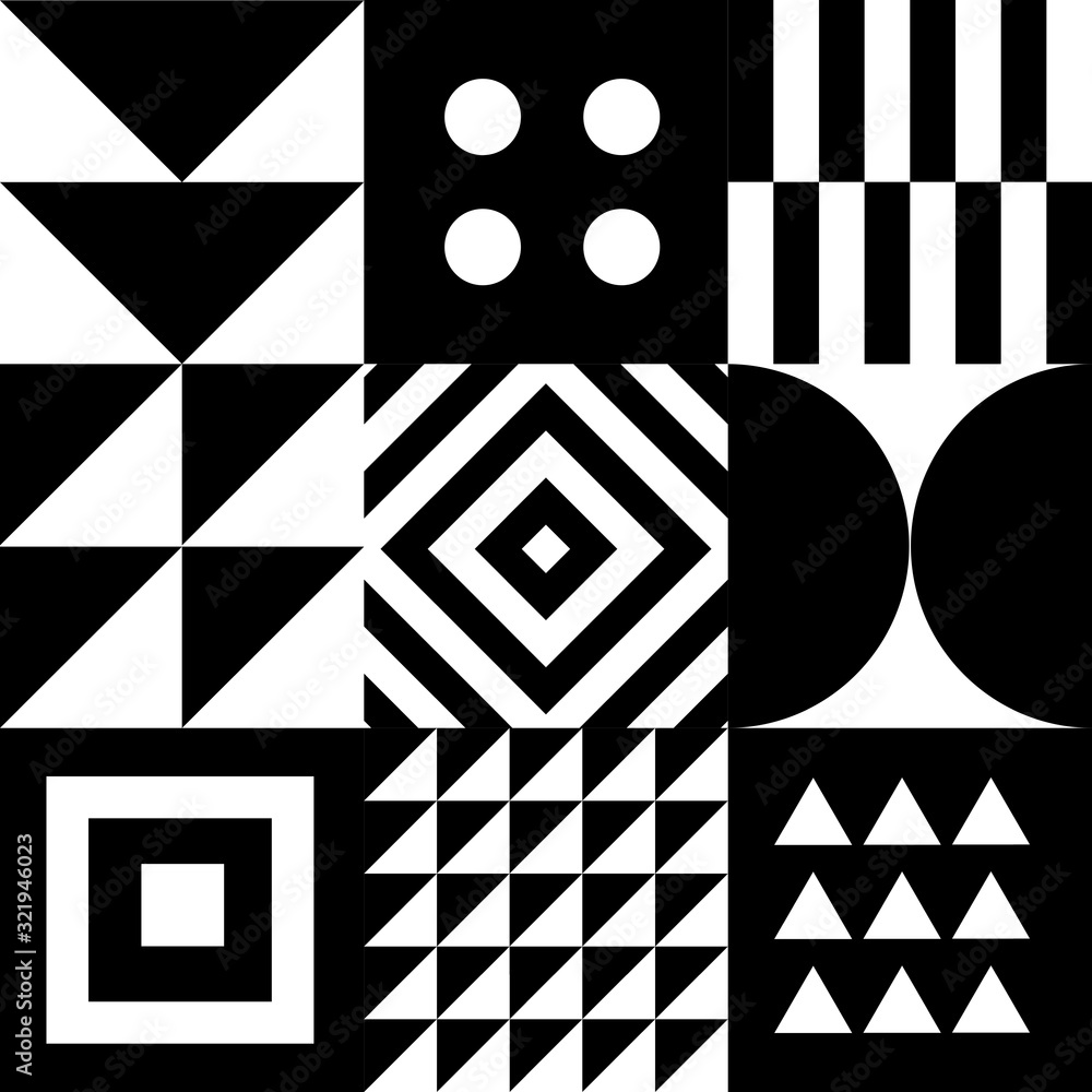 Aufkleber Minimal Geometric pattern vector design. Minimalistic geometrical background. Simple background with shapes.