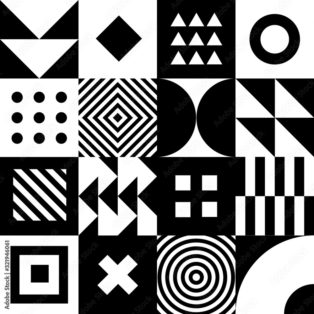 Poster Minimal Geometric pattern vector design. Minimalistic geometrical background. Simple background with shapes.