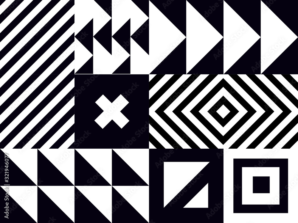 Aufkleber Minimal Geometric pattern vector design. Minimalistic geometrical background. Simple background with shapes.