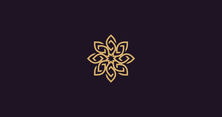 Lury ornamental flower logo sign. Elegant blossom icon vector design.