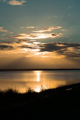 Obraz premium sunset over lake Peten Itza