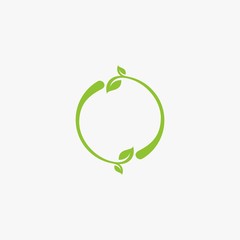 Circle green leaf logo design. Bio natural abstract vector. Circle leaves icon symbols.
