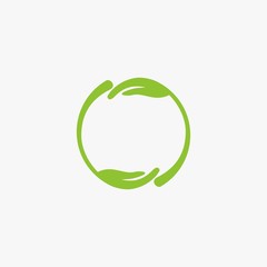 Circle green leaf logo design. Bio natural abstract vector. Circle leaves icon symbols.