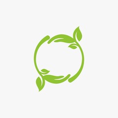 Circle green leaf logo design. Bio natural abstract vector. Circle leaves icon symbols.