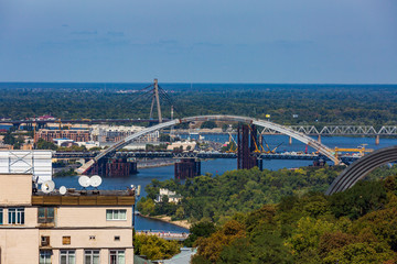 Dniepr river skyline cityscape Landmark Kiev Ukraine Europe