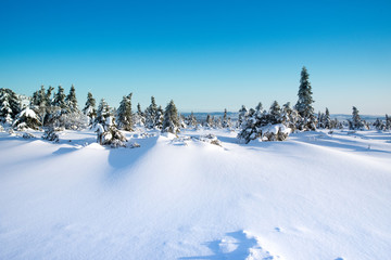 winter landscape Polish mountains Giant Mountains shelter