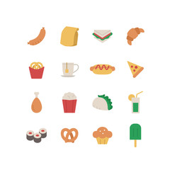 FAST FOOD AND SNACK ICON SET