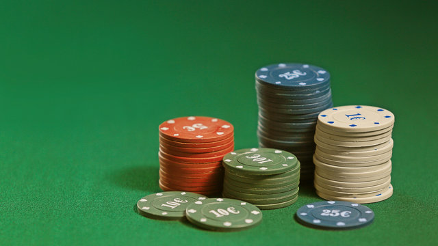 Chips for gambling games on table in casino