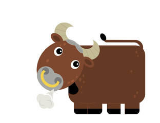 Cartoon happy farm animal cheerful bull isolated on white background illustration