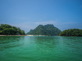 Asia Thailand have beach,sand,sun,sea and sky blue for summer vocation and travel tourism relax holiday paradise landscape nature on the beautiful and There are many islands and floating boats.
