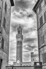 Obraz premium View of Torre del Mangia, iconic landmark of Siena, Italy
