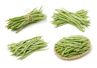 Green kidney bean on white background 