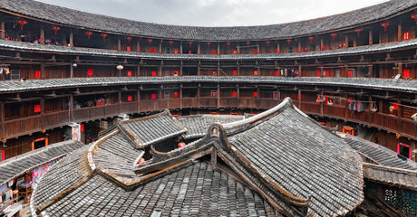 Fototapeta premium Earth buildings in Zhangzhou City, Fujian Province, China