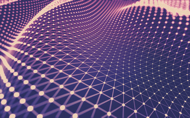 Fototapeta premium Abstract background. Molecules technology with polygonal shapes, connecting dots and lines. Connection structure. Big data visualization.