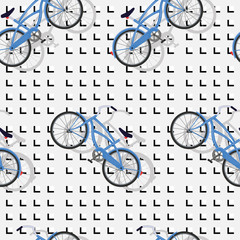 Cotton fabric Blue bicycle seamless abstract pattern