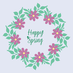 Beautiful wreath frame, for happy spring poster decoration. Vector