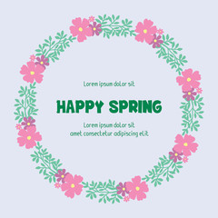 Elegant decoration of leaf and floral frame, for beautiful happy spring greeting card design. Vector