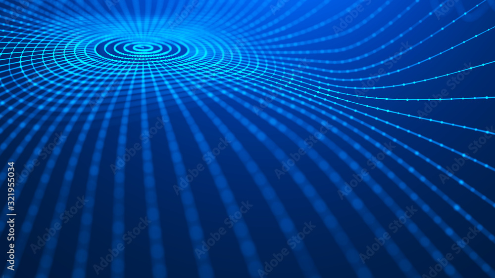 Poster wave 3d. 3d blue glowing abstract background. abstract background with a dynamic wave. big data visu