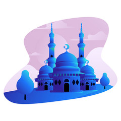 Mosque illustration for landing page and banner