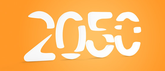 2050 bold letters isolated design 3d-illustration