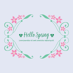 Seamless Pattern of leaf and pink flower frame, for happy spring greeting card wallpaper design. Vector