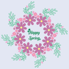 The beauty of pink wreath frame, for happy spring greeting card template design. Vector